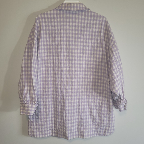 Zara Lilac Gingham Shirt Jacket Shacket XS -M - Picture 4 of 8